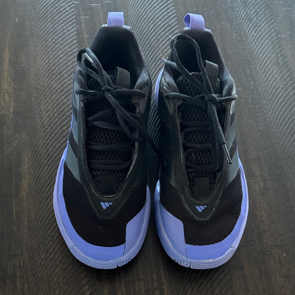 Adidas Boys Black and Purple Athletic Shoes - Size 5 - Picture 2 of 5